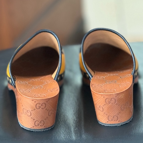 Gucci + Adidas RARE yellow and black horsebit wooden clogs SZ 39 🤌🔥⭐️⚡️👩‍🎤 - Picture 8 of 16